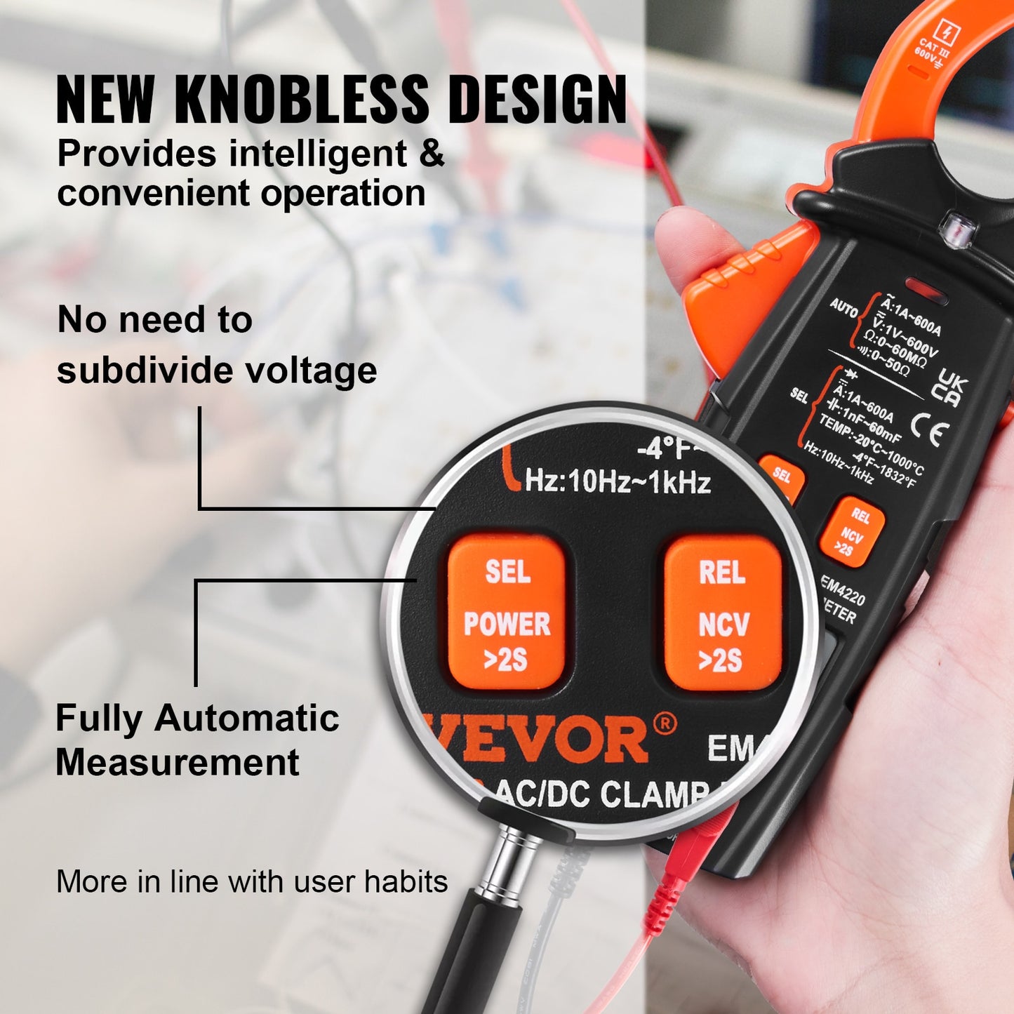 VEVOR Digital Clamp Meter T-RMS 600A/1000A Clamp Multimeter Tester AC/DC Curren image 6