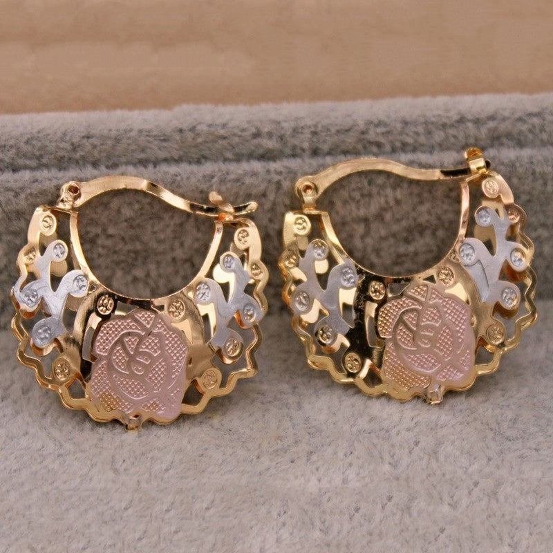 Trendy Gold Color Hollow Out Hoop Earrings For Women Fashion Jewelry Accessori image 0