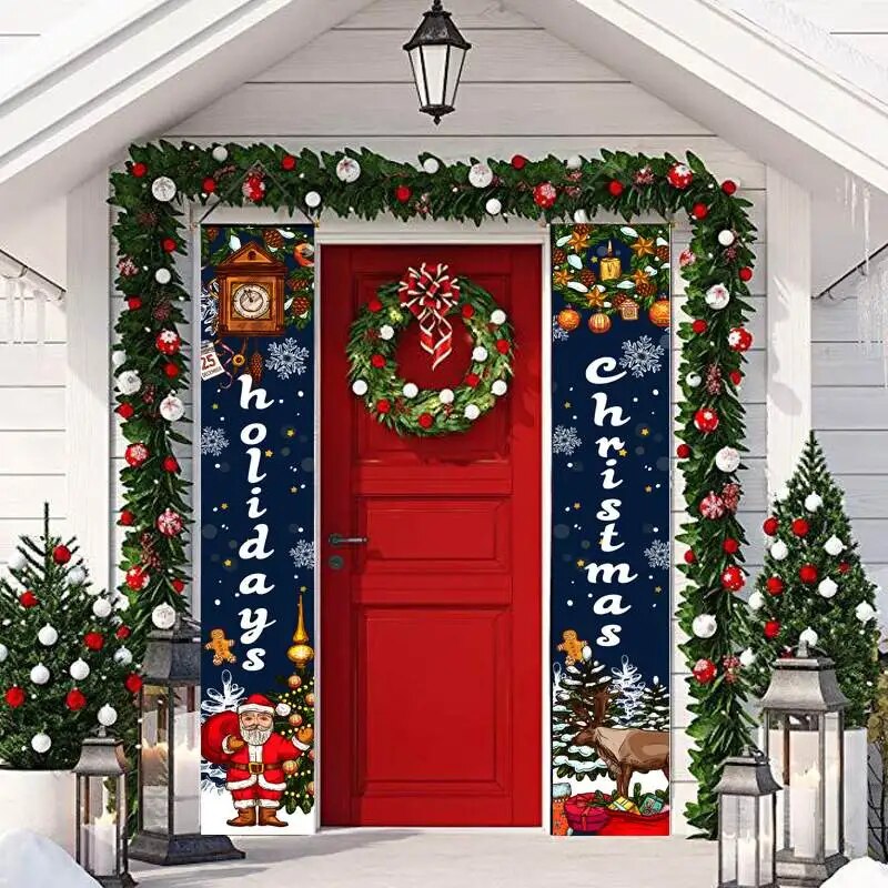 Christmas Decorations Red Merry Christmas Porch Sign Xmas Hanging for Home door image 8