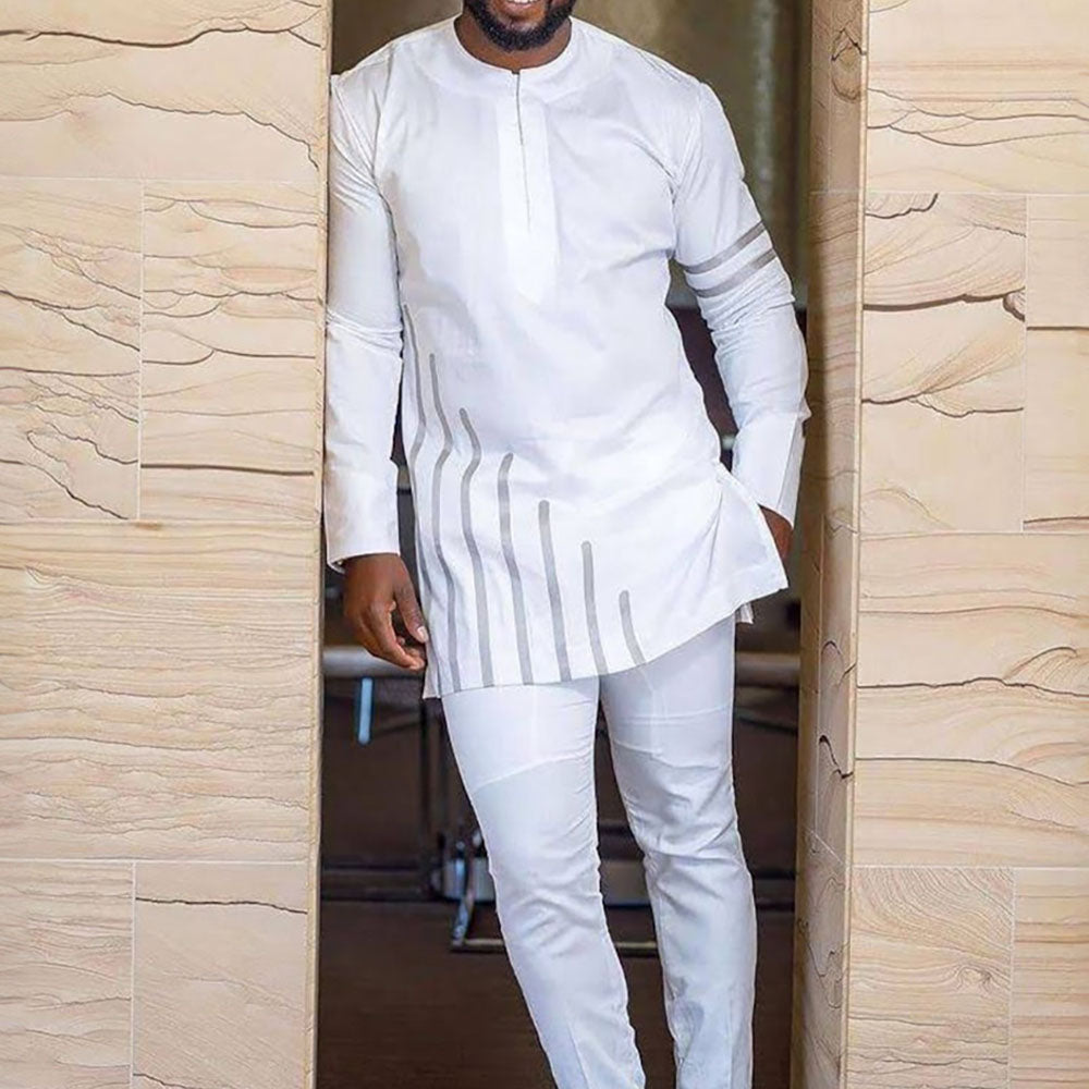New In 2Pc Dashiki Luxury African Boubou Men's Clothing Elegant Full Suits Male image 4