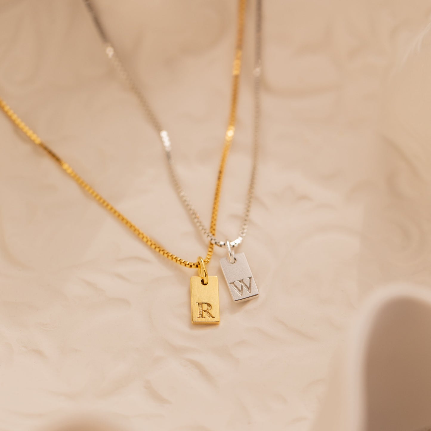 Fashion Initial Tag Necklace 18K Gold Plated Custom Etched Personalized Letter image 1