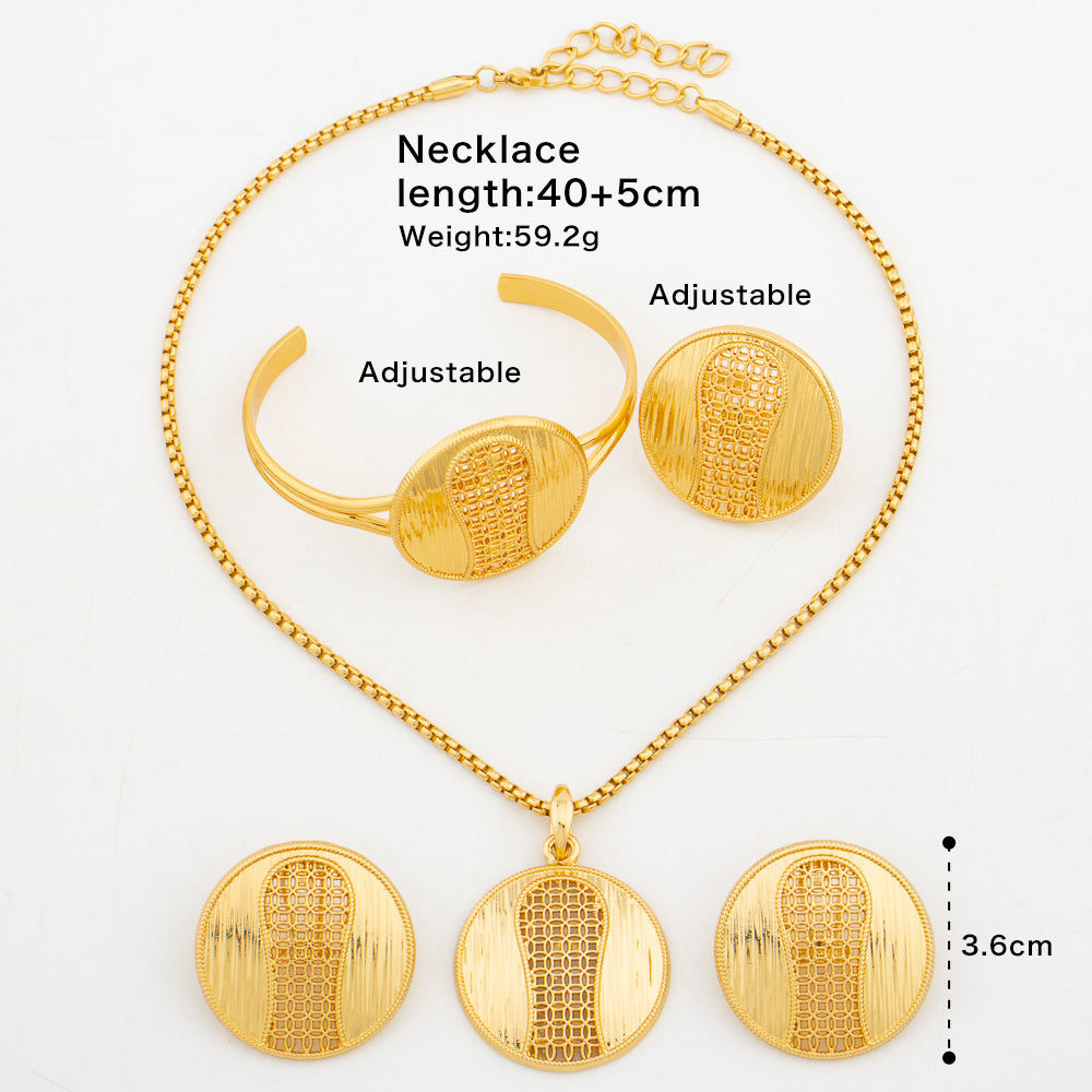 Dubai Gold Color Jewelry Sets 18K African Map Design Chain Wedding Women Ladies image 7