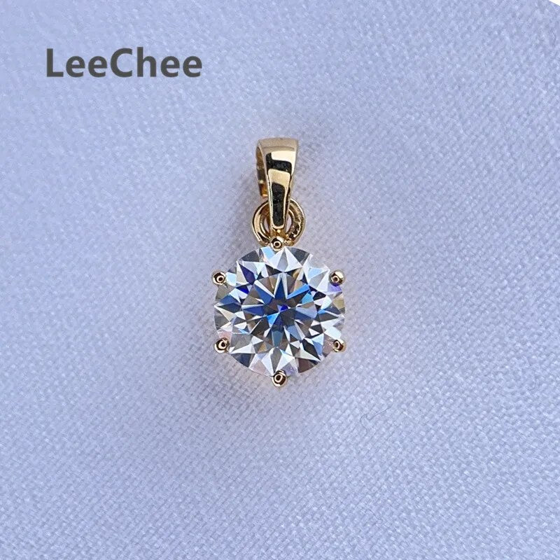 Real 18K White Gold Pendant 1CT Moissanite Necklace 6.5MM VVS Lab Diamond Rose image 4