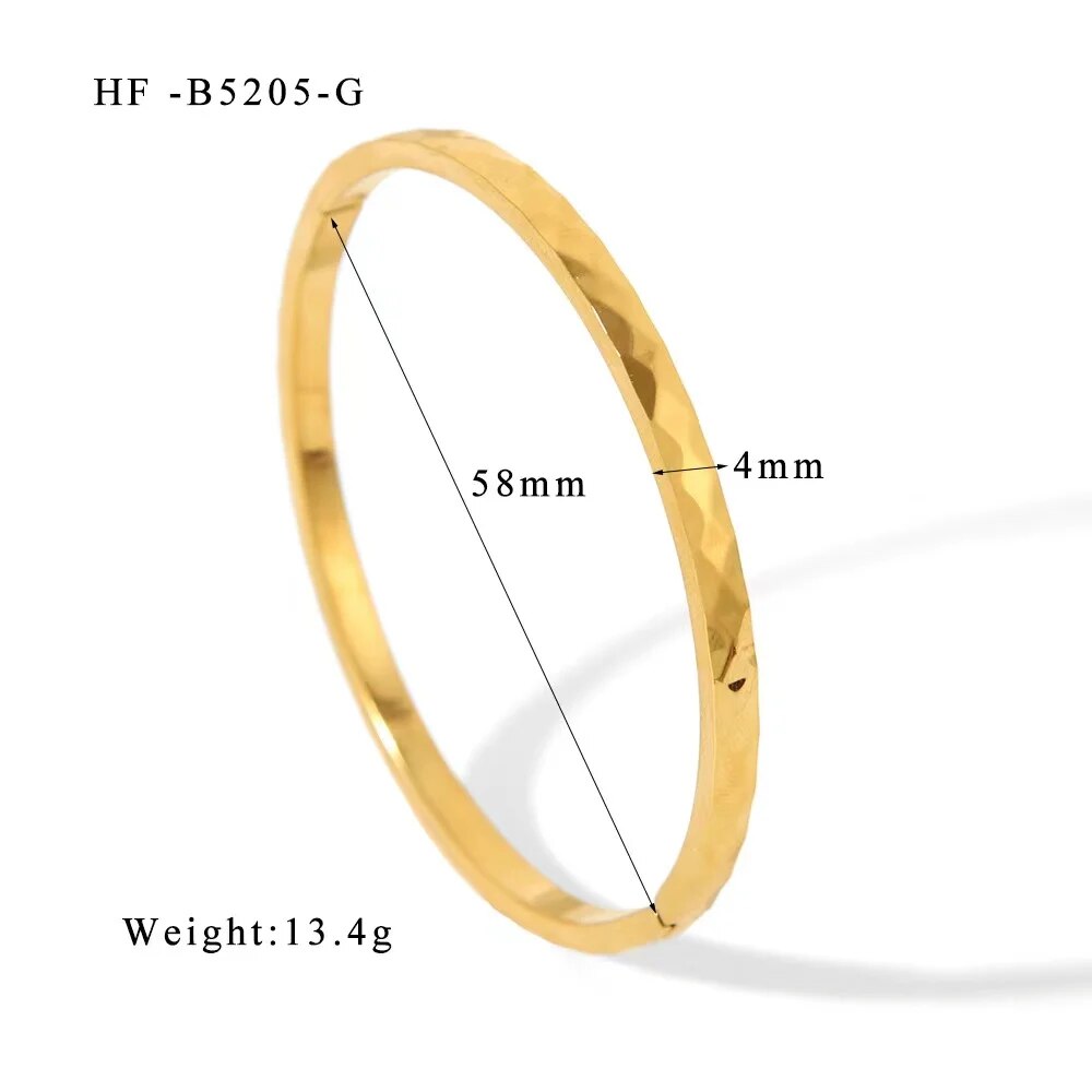 Waterproof Zirconia Cuff Bangles for Women Men 18k Gold Plated Stainless Steel image 4