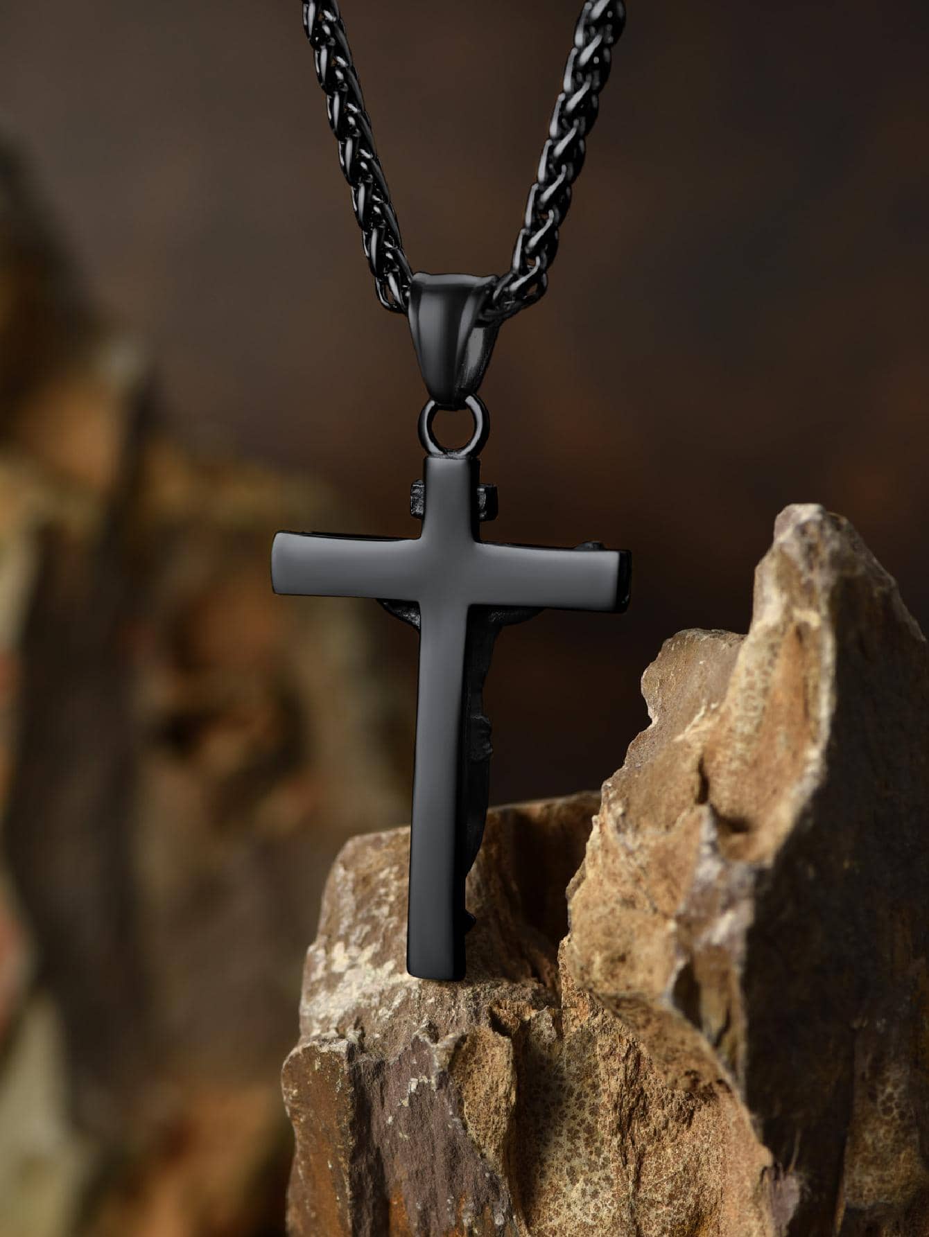 U7 Men INRI Cross Pendant Baptism Christian Jewelry Stainless Steel/Gold/Black/ image 35
