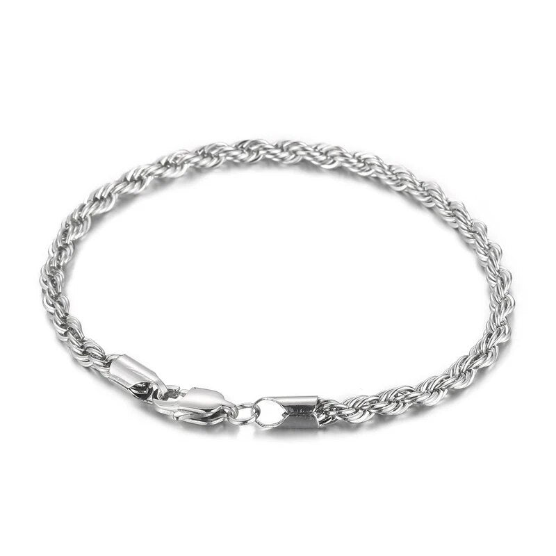 4/6/8mm Stainless Steel Bracelets For Men Women Gold Color Twisted Rope Link Ch image 10