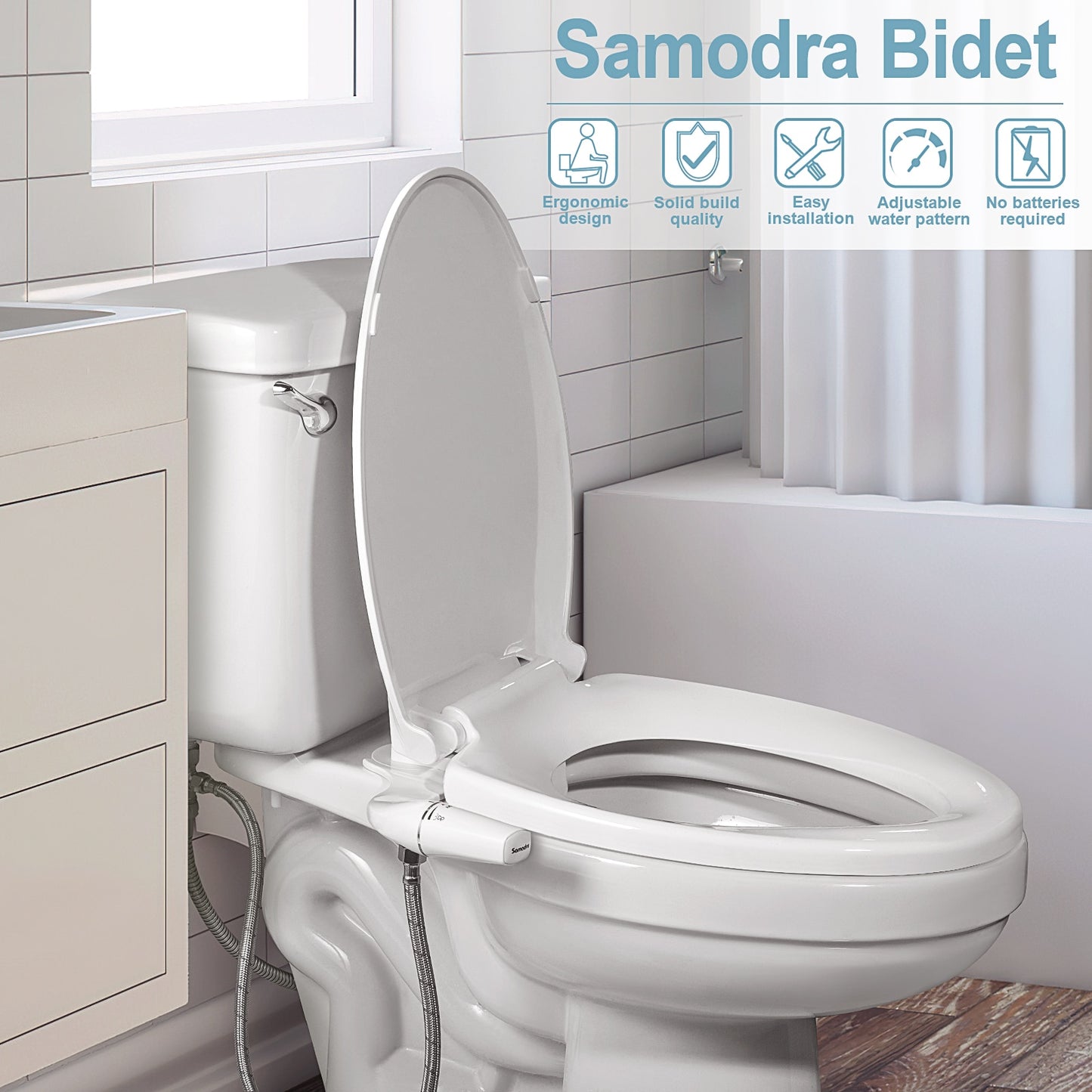 SAMODRA Bidet Attachment Ultra-Slim Toilet Seat Attachment Dual Nozzle Bidet Ad image 3