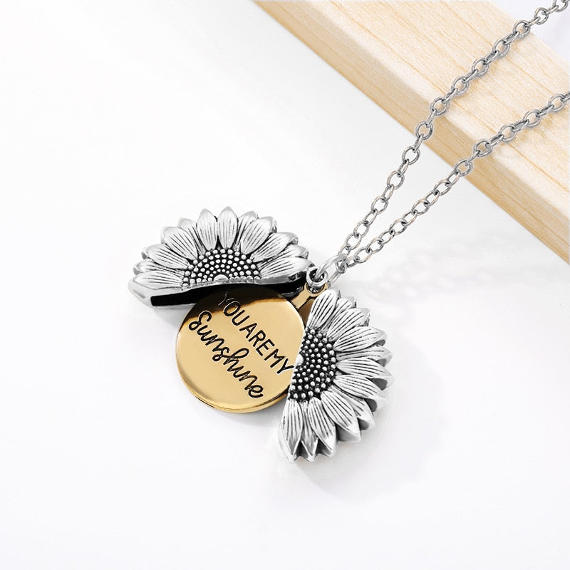 You Are My Sunshine Necklaces For Women Men Lover Gold Color Sunflower image 2
