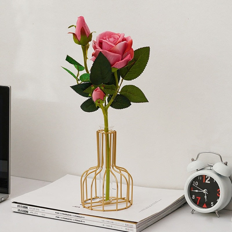 Flowers Vases Gold Hydroponic Vase Decoration Flowers Plant Holder Home Living image 4