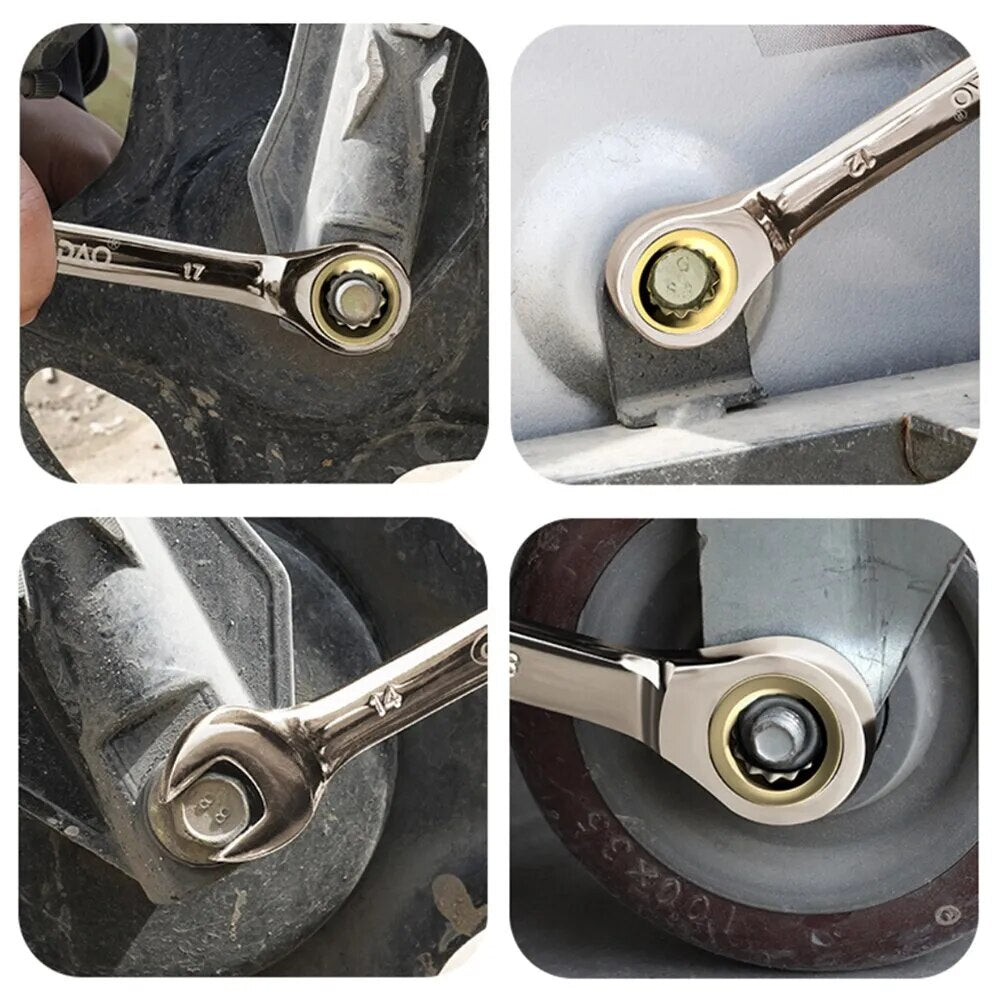 1Pc Key Wrench Flexible Golden Ratchet Wrenches Torque Universal Spanners for C image 9