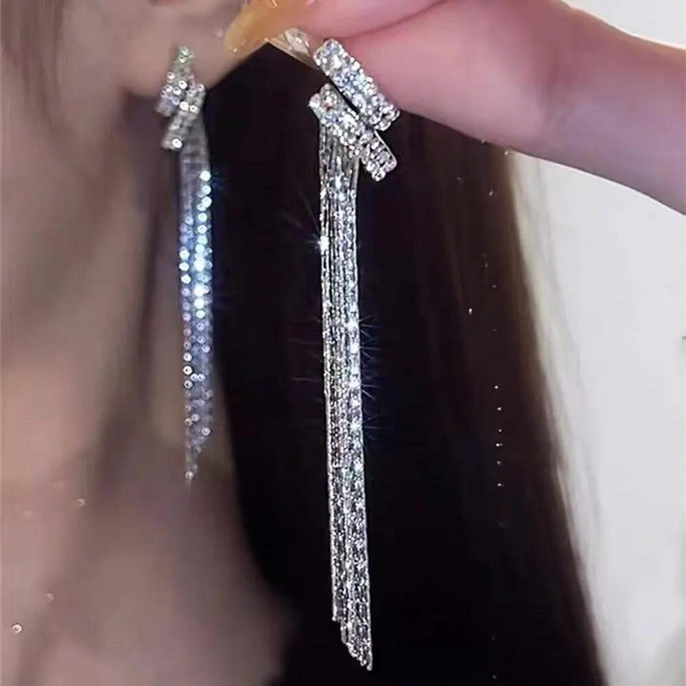 Zircon Wheat Tassel Pendant Gold Color U-shaped Earrings for Women 2023 New Fas image 27