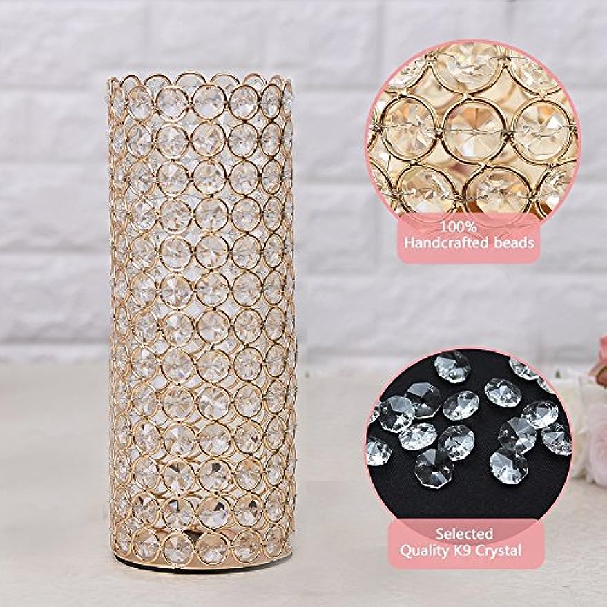 Christams Home decorative Gold Crystal Cylinder Flower Vase,Wedding Table Cent image 4