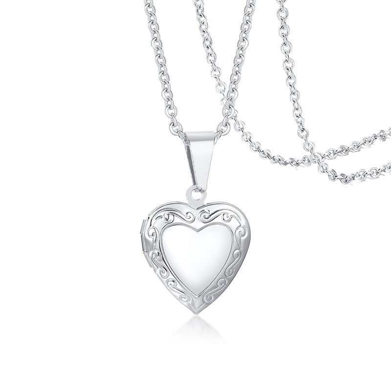 Fashion Heart Locket Necklaces for Women Lady Jewelry Gold and Silver Color Per image 3