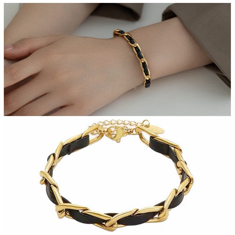 MEYRROYU Stainless Steel Layered Golden Pendant Bracelet For Women Retro image 8