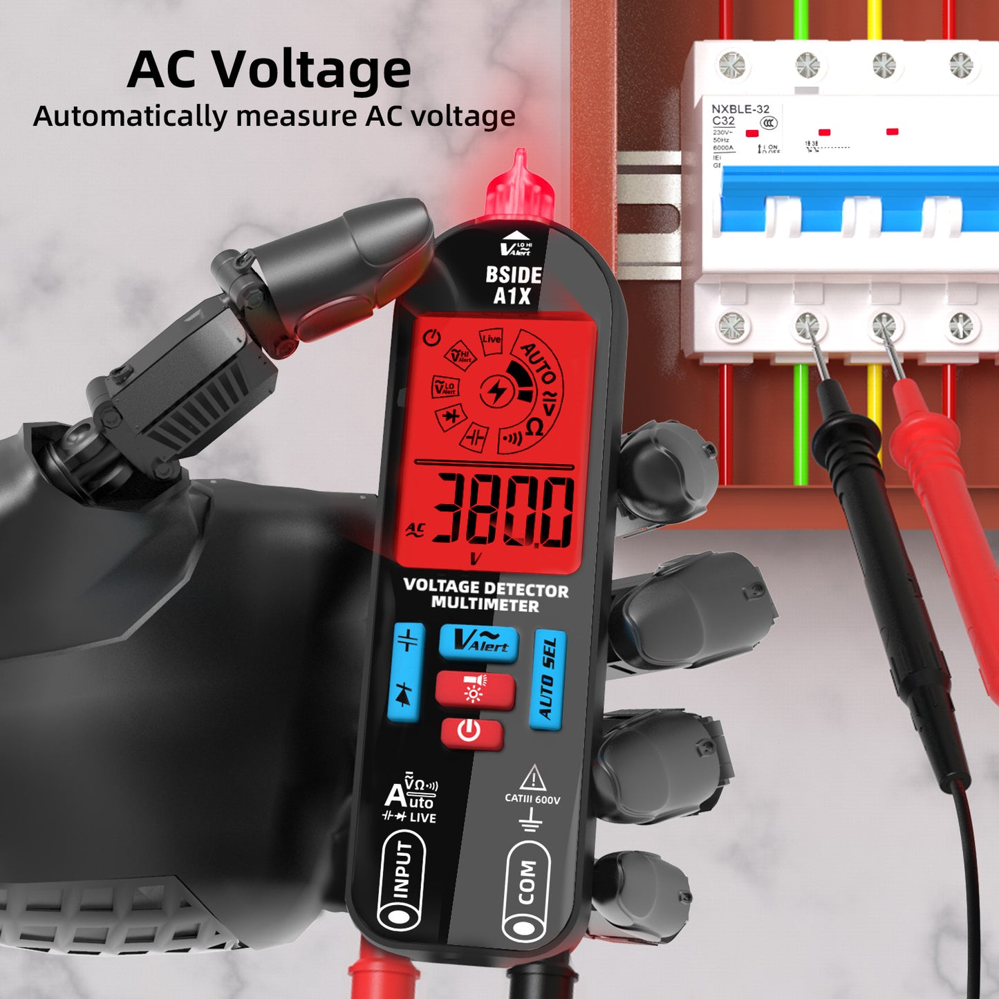 BSIDE Professional Digital Multimeter AC DC Voltage 520V Smart Voltmeter NCV Hz image 2