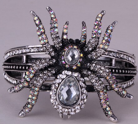 Spider bangle bracelet halloween bling jewelry gifts for women antique gold image 2