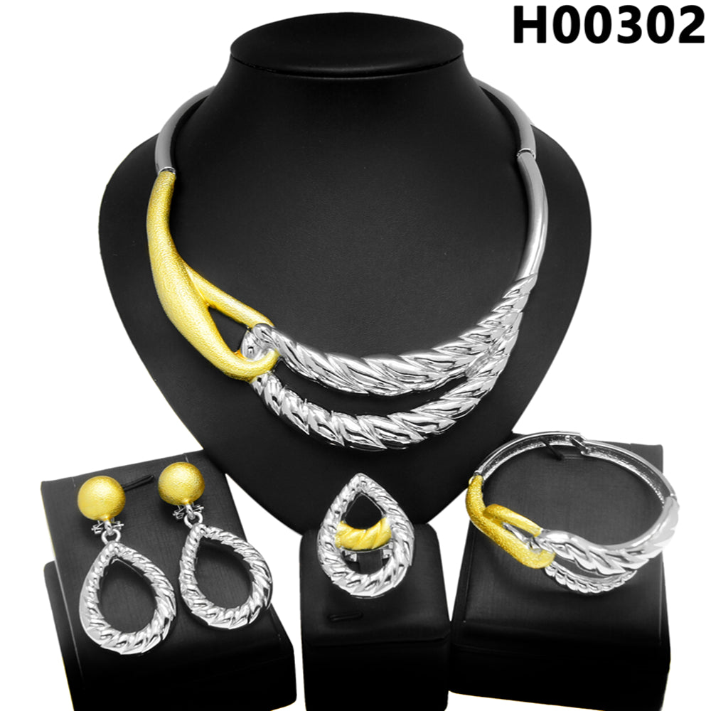 Latest Italian Plated Gold Ladies Necklace Jewelry Set Simple Style Gold Origin image 2