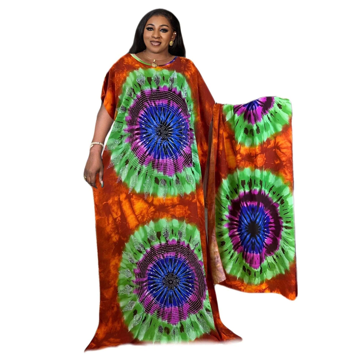 New Dubai Muslim Short Sleeve Dresses and Headscarf Abaya Turkey Summer Loose image 2