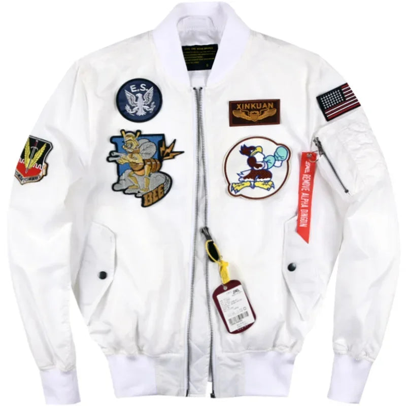 Winter Men Thicken Warm Flight Pilot Jacket Mens Casual MA1 Aviator Baseball Ai image 3