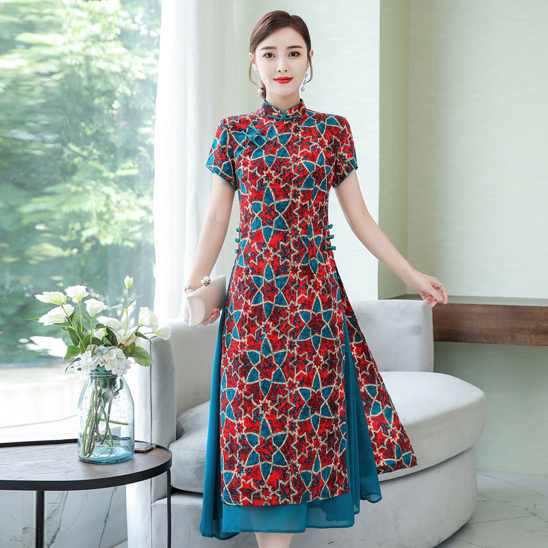 2022 Vietnam Aodai Dress for Women Chinese Traditional Plus Size Qipao Dress Re image 3