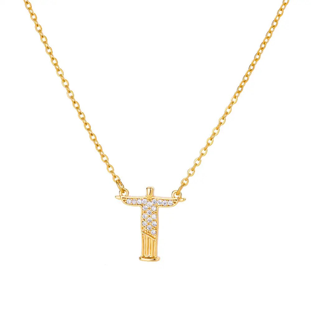 Zircon Cross Pendant Necklace for Women Gold Plated Stainless Steel Collar Neck image 16