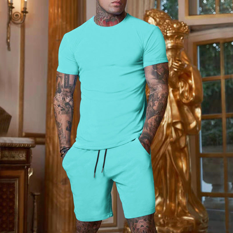 Fashionable summer outdoor sports set, men's short sleeved T-shirt shorts, casu image 3