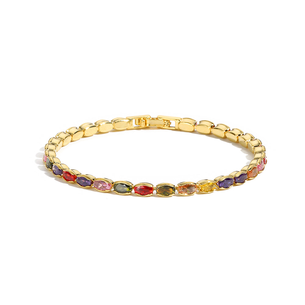 2022 New Rainbow Crystal Tennis Bracelets For Women Bracelet Set 18K Gold Silve image 14