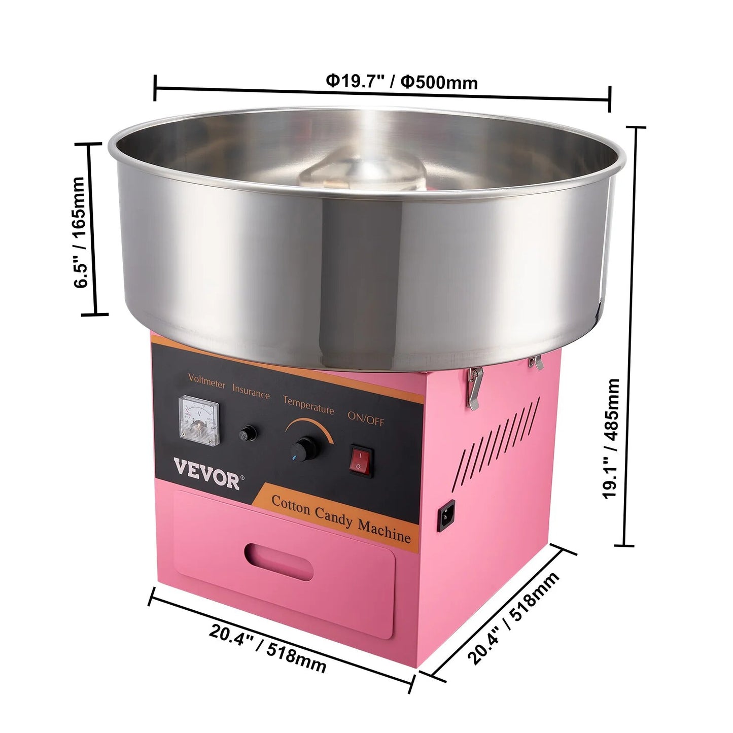 VEVOR Electric Cotton Candy Machine Commercial Floss Maker with Stainless Steel image 3