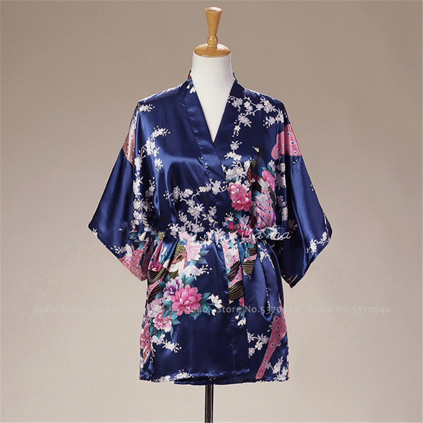 Women Satin Pajamas Bathing Robe Gown Japanese Traditional Women Sakura Kimono image 7