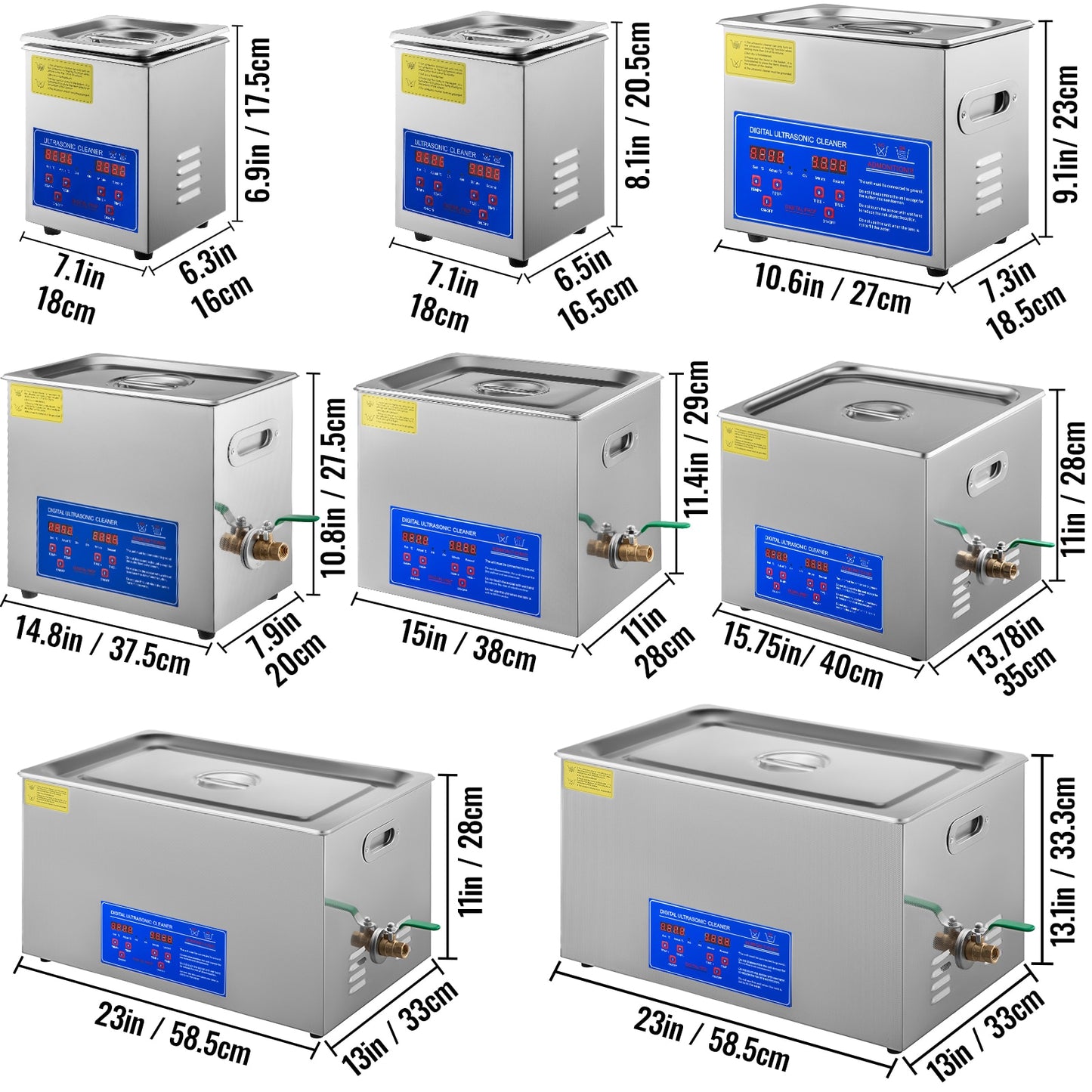 VEVOR 1.3L 2L 3L 6L 10L 15L 22L 30L Ultrasonic Cleaner Lave-Dishes Portable Was image 13