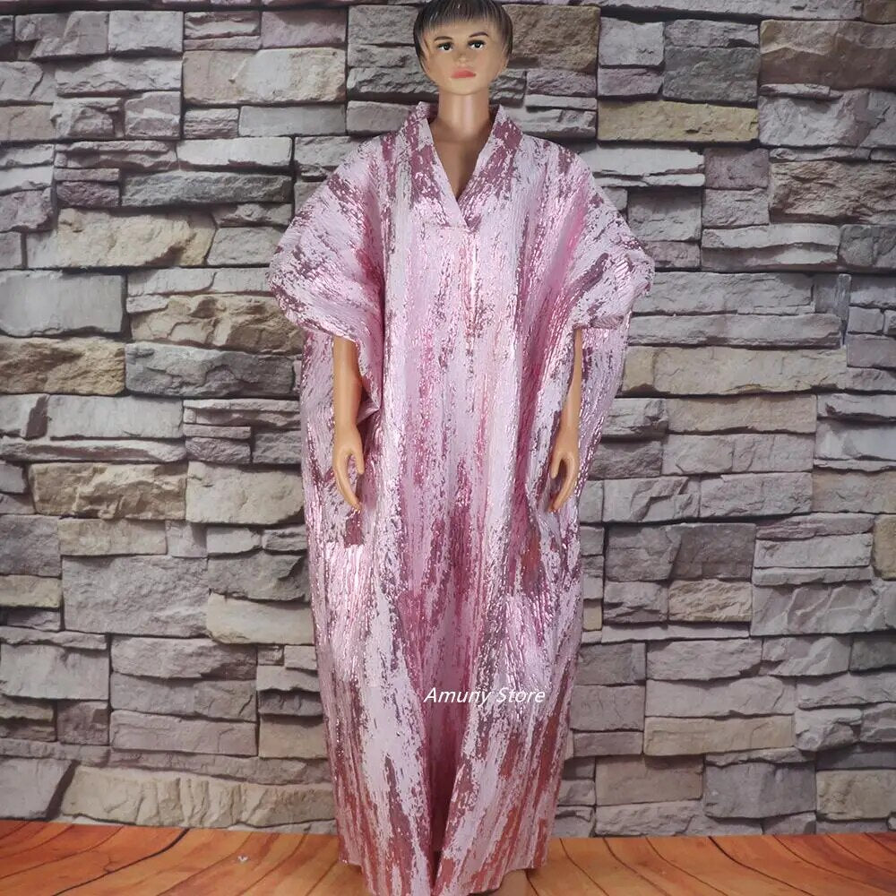 African American mother expensive custom hot gold jacquard fabric loose dress image 10