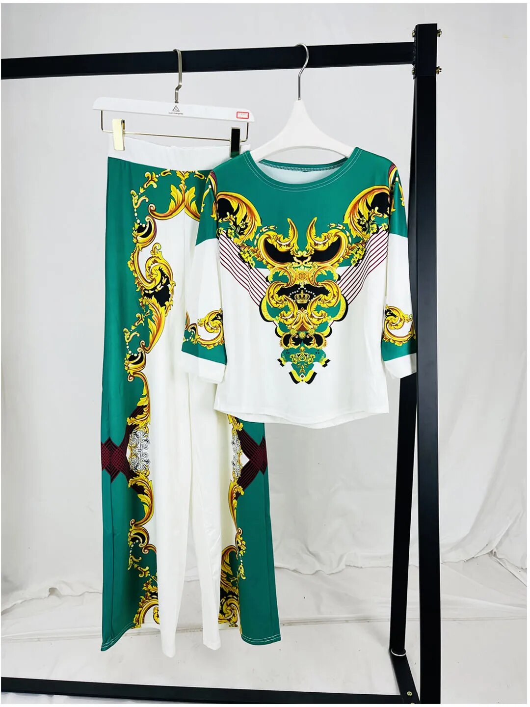 New women's pants set: African clothing combination wide leg pants new fashion image 4