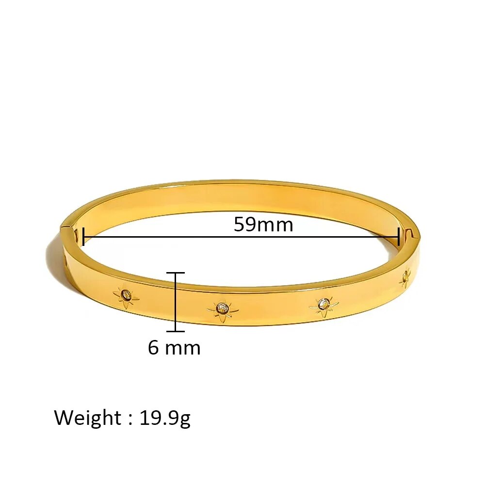 Waterproof Zirconia Cuff Bangles for Women Men 18k Gold Plated Stainless Steel image 30
