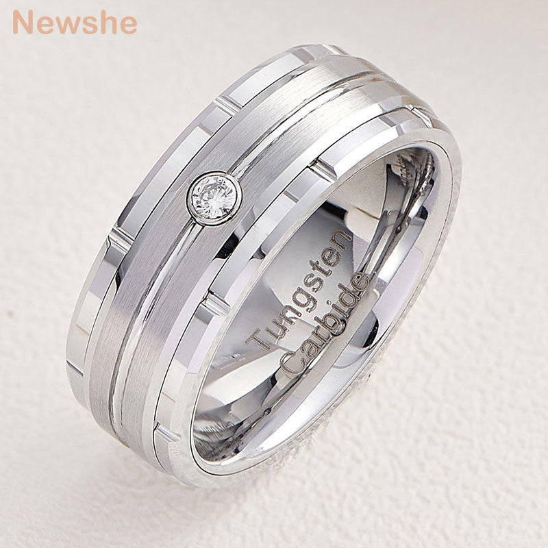 Newshe Black/ Rose/White Gold Color Men's Wedding Band 8mm Matte Brushed Tungst image 1