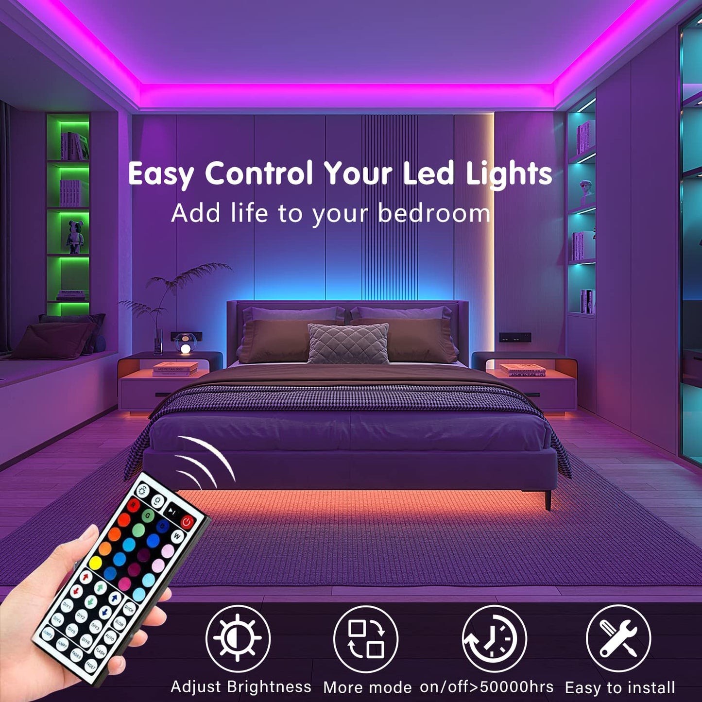 Led Lights for Room RGB 5050 Led Strip with Remote Control Color Changing RGB T image 5