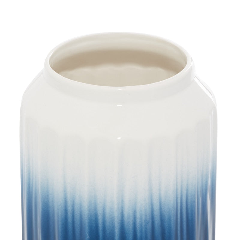 11", 9"H Handmade Ombre Blue Ceramic Vase, Set of 2 for Plants Table Decoration image 3