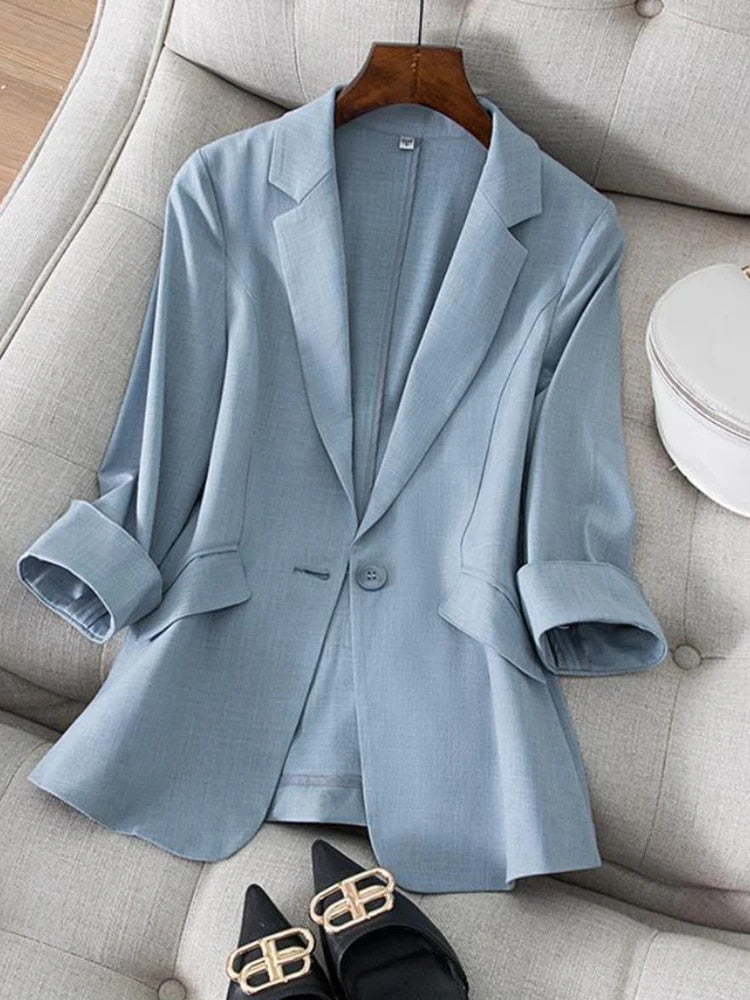 Women's Suit Jacket 2023 Suit Jacket Women's Seven-Minute Sleeve Summer New Wom image 3