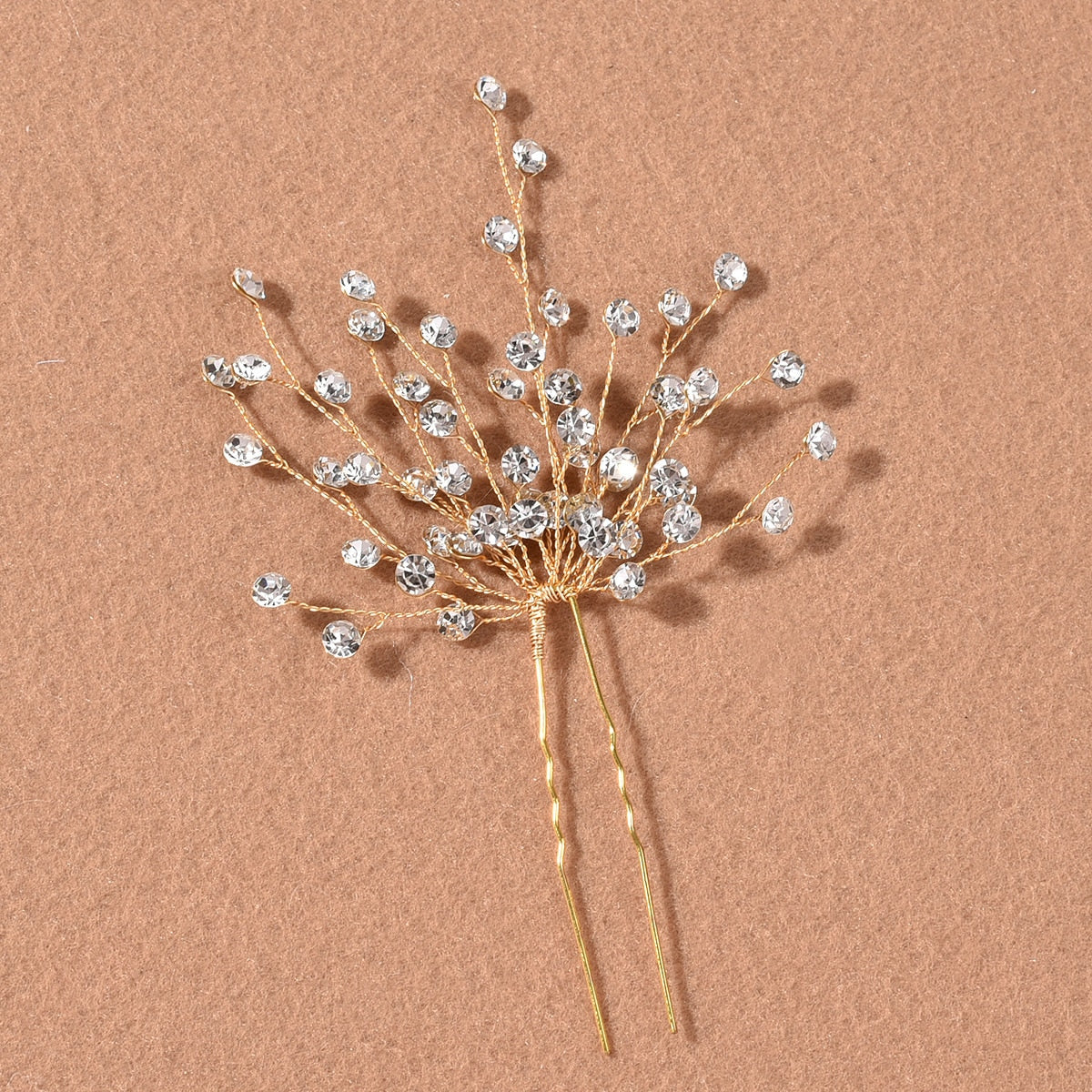 Golden Diamond Hairpin Headdress Comb Back Comb Hair Accessories Bridal Wedding image 2