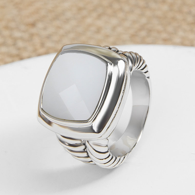 JADE ANGEL 14mm Cubic Zirconia Statement Ring for Women Men Fashion White Gold image 6