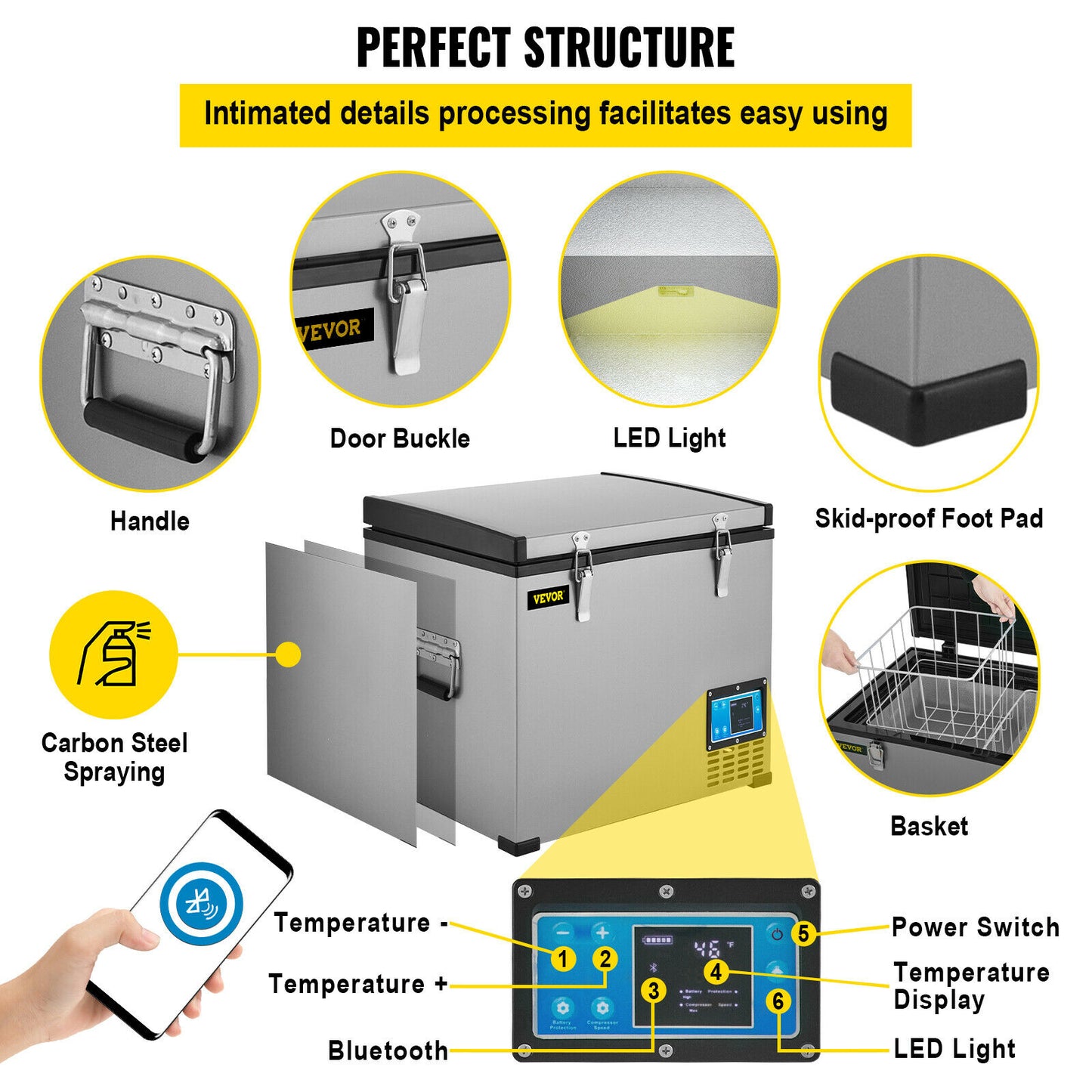 VEVOR 45L 60L 85L Mini Car Refrigerator Portable Compressor Freezer Cooler 12V/ image 7