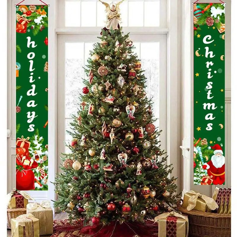 Christmas Decorations Red Merry Christmas Porch Sign Xmas Hanging for Home door image 9