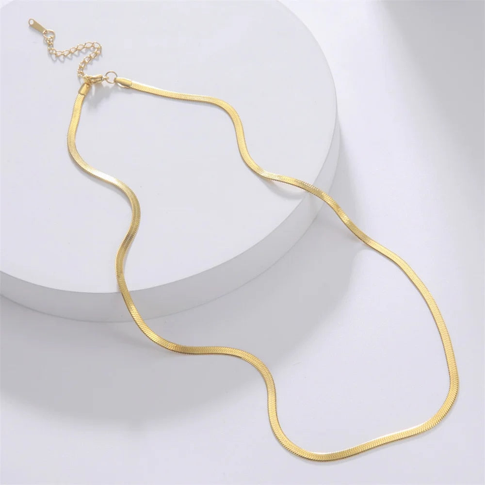 Skyrim Stainless Steel Snake Chain Necklace for Women Men Gold Color Herringbon image 10