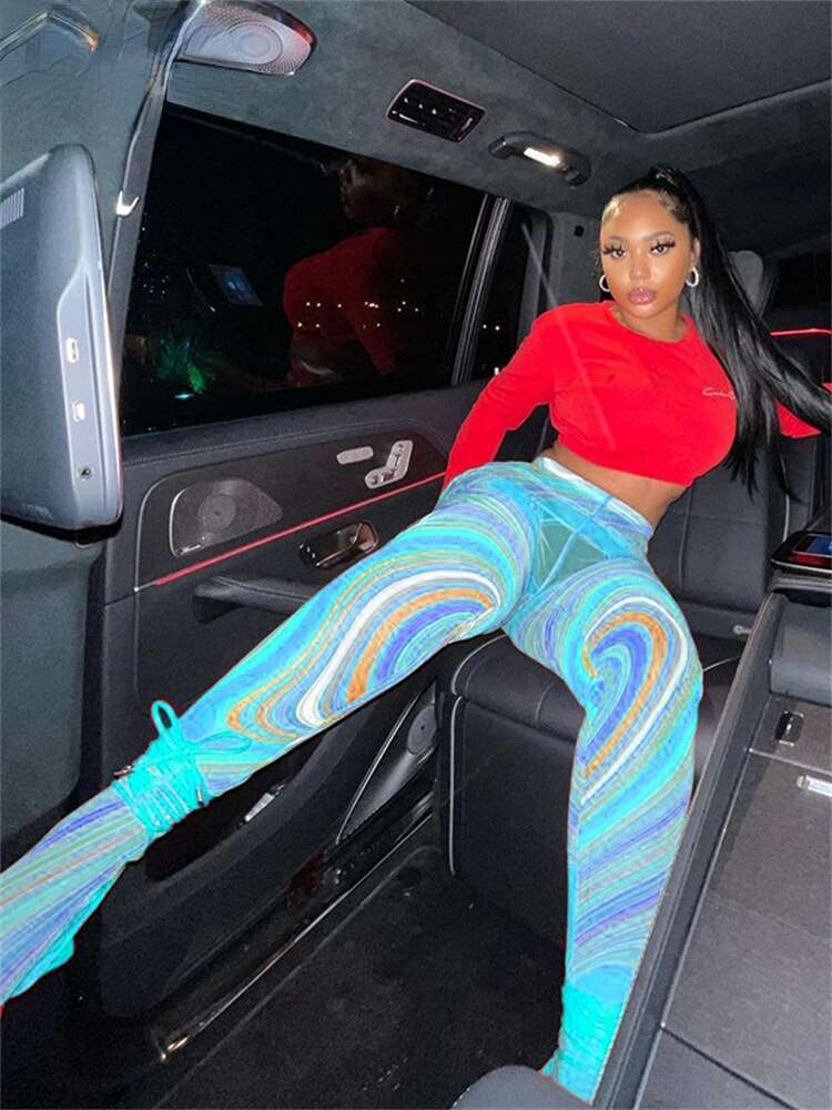 ropa aesthetic y2k pants Mesh Printing Sheer Cute Panty Skinny See Through image 2