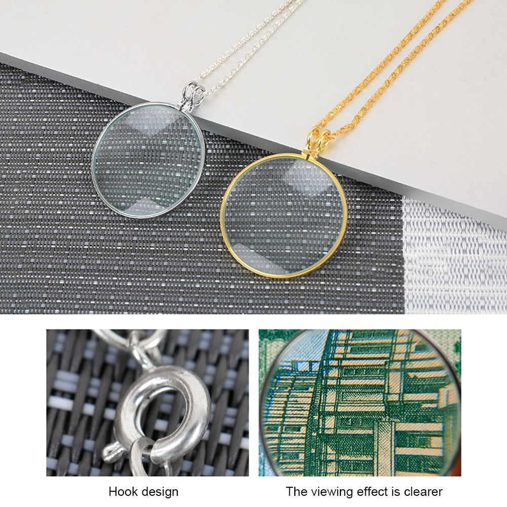 Decorative Monocle Necklace With 5x Magnifier Magnifying Glass Pendant Gold image 6