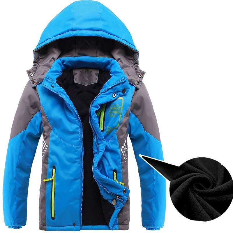 Waterproof Girls Boys Rain Jacket Patchwork Print Kids Outfits Fleece Child Coa image 3