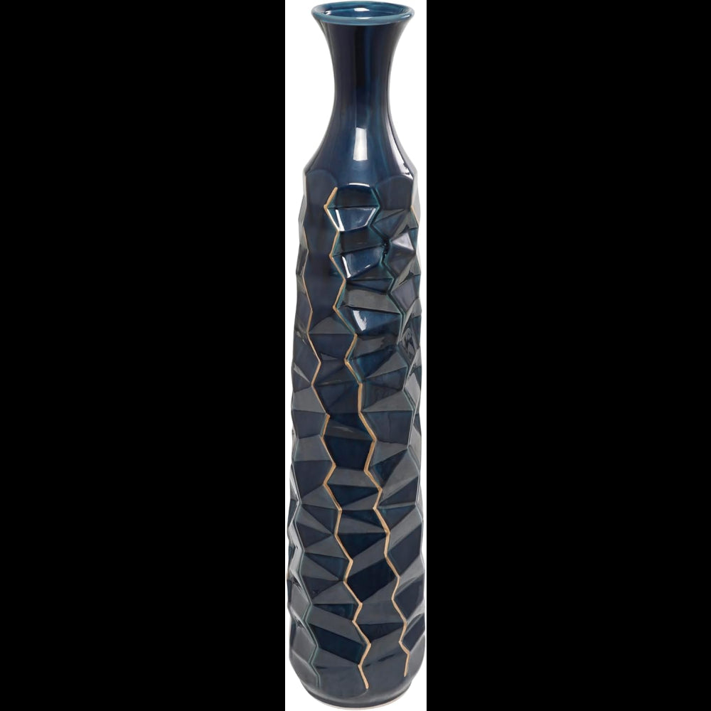 Ceramic Decorative Vase Tall Geometric Floor Centerpiece Vase with Gold Accents image 9