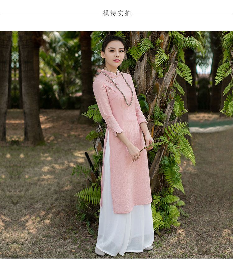 Oriental Style Ao Dai Vietnam Traditional Clothing Dress For Women Graceful Chi image 4
