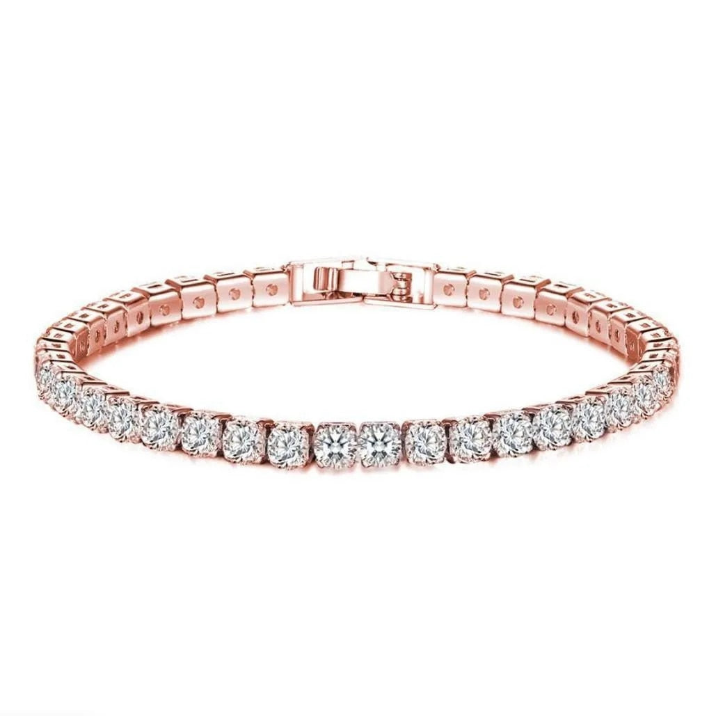 4mm Cubic Zirconia Tennis Bracelet Iced Out Chain Bracelets For Women Men Golde image 5