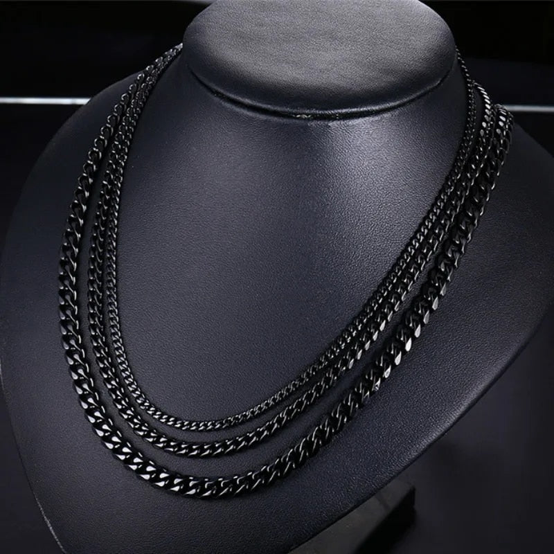 3MM5MM7MM Cuban Link Chain Stainless Steel Necklace Waterproof 18 K Gold Plated image 5