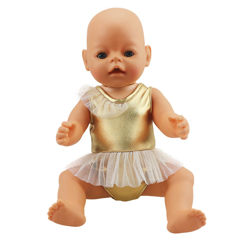 Doll Clothes 43cm Xiafu Doll Golden One-piece Doll Swimsuit image 4